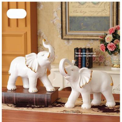 Bộ tượng voi thủ công viền vàng - sản phẩm quà tặng, trang trí nhà cửa sang trọng